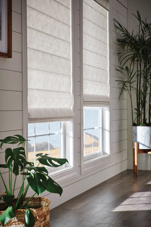 Classic Diningroom Cream Roman Shades