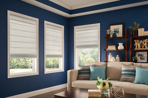 Cream bluewall Roman Shades