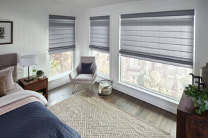 Angle Bedroom grey Roman Shades