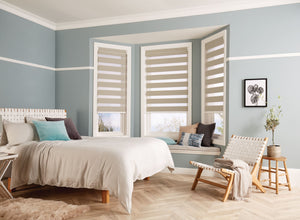 Open Rimini sand bedroom Dual Shades