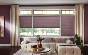Front view Pink shade honeycomb Shades