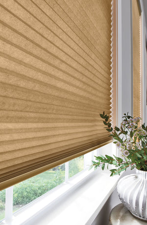 Tan shade motorized Shades